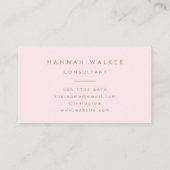 Monogram Elegant Minimal Blush Pink and Gold Business Card (Back)