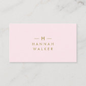 Monogram Elegant Minimal Blush Pink and Gold Business Card (Front)