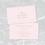 Monogram Elegant Minimal Blush Pink and Gold Business Card<br><div class="desc">A simple stylish custom monogram design in a gold modern minimalist typography on an elegant pastel blush pink background. The monogram initials and name can easily be personalized along with the feature line to make a design as unique as you are! The perfect bespoke gift or accessory for any occasion....</div>