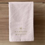 Monogram Elegant Minimal Blush Pink and Gold Hand Towel<br><div class="desc">A simple stylish custom monogram design in a gold modern minimalist typography on an elegant pastel blush pink background. The monogram initials and name can easily be personalized along with the feature line to make a design as unique as you are! The perfect bespoke gift or accessory for any occasion....</div>