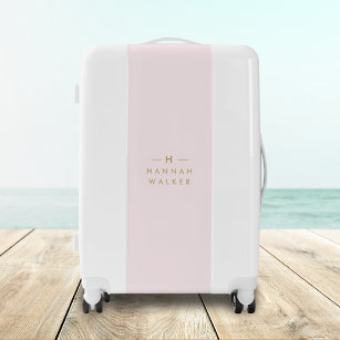 Monogram Elegant Minimal Blush Pink and Gold Luggage