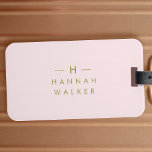 Monogram Elegant Minimal Blush Pink and Gold Luggage Tag<br><div class="desc">A simple stylish custom monogram design in a gold modern minimalist typography on an elegant pastel blush pink background. The monogram initials and name can easily be personalized along with the feature line to make a design as unique as you are! The perfect bespoke gift or accessory for any occasion....</div>