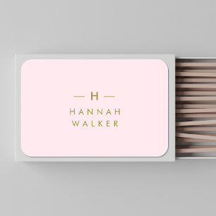 Monogram Elegant Minimal Blush Pink and Gold Matchboxes