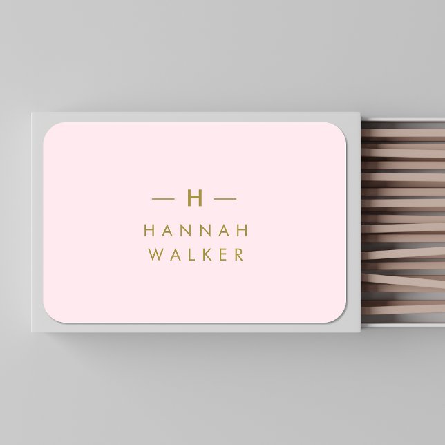 Monogram Elegant Minimal Blush Pink and Gold Matchboxes (Creator Uploaded)