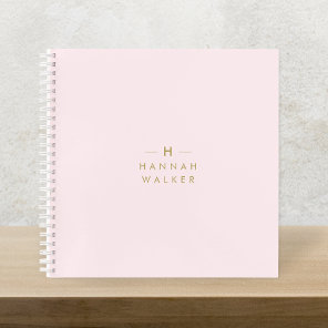 Monogram Elegant Minimal Blush Pink and Gold Notebook