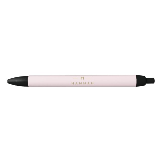 Monogram Elegant Minimal Blush Pink and Gold Pen (Front)