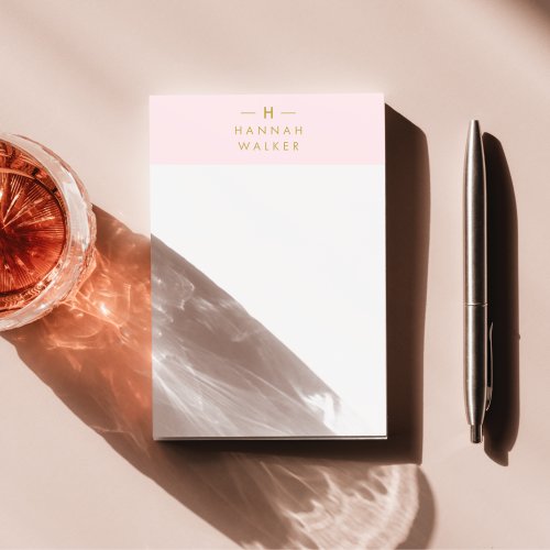 Monogram Elegant Minimal Blush Pink and Gold Post_it Notes