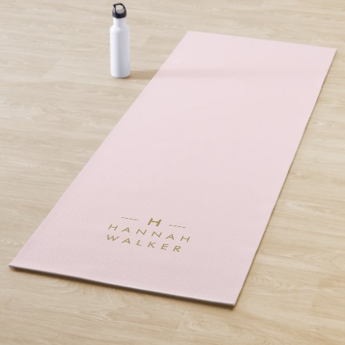 Monogram Elegant Minimal Blush Pink and Gold Yoga Mat