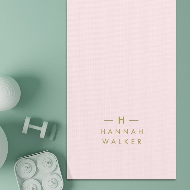 Monogram Elegant Minimal Blush Pink and Gold Yoga Mat (Creator Uploaded)