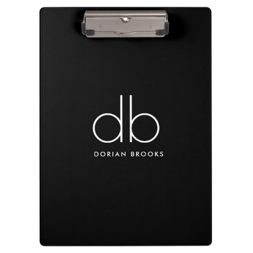 Monogram Elegant Minimal Classic Modern Black Clipboard