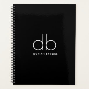 Monogram Elegant Minimal Classic Modern Black Planner
