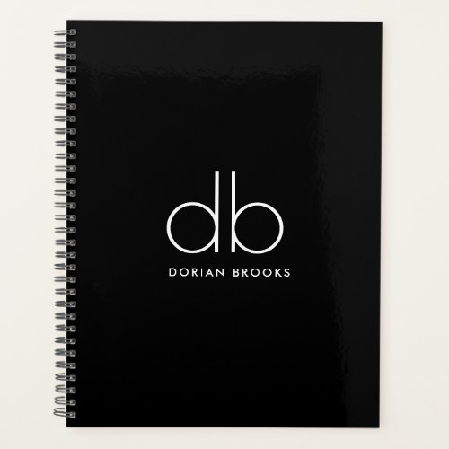 Monogram Elegant Minimal Classic Modern Black Planner