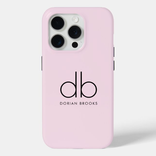 Monogram Elegant Minimal Classic Modern Blush Pink Case-Mate iPhone Case (Back)
