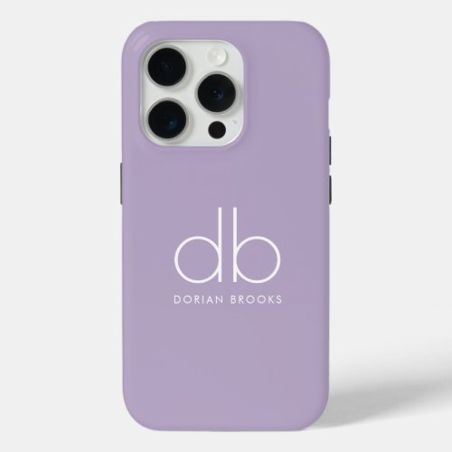 Monogram Elegant Minimal Classic Modern Lavender iPhone 15 Pro Case