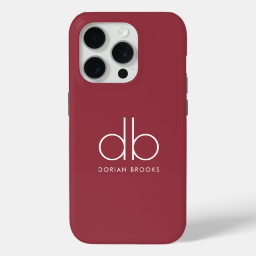 Monogram Elegant Minimal Classic Modern Red iPhone 15 Pro Case