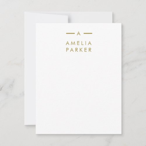 Monogram Elegant Minimal White Flat Note Cards