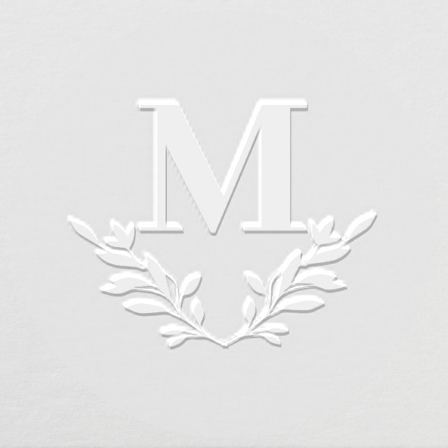 Monogram Elegant Minimalist Greenery Embosser (Design)