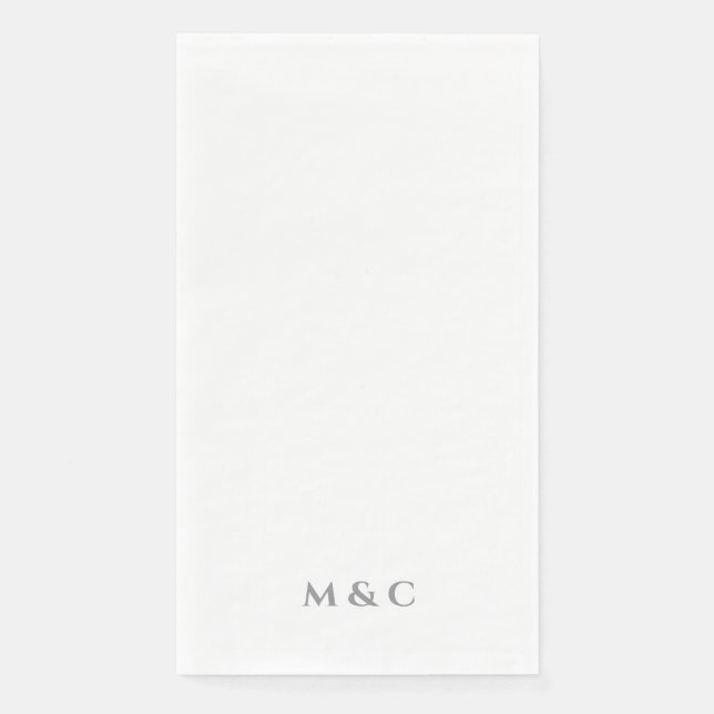 Monogram Elegant Modern 25th Anniversary Party Paper Guest Towels (Front)