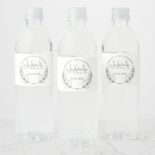 monogram elegant modern bar wedding favor water bottle label