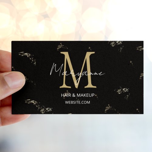 Monogram Elegant Modern Black Gold Business Card