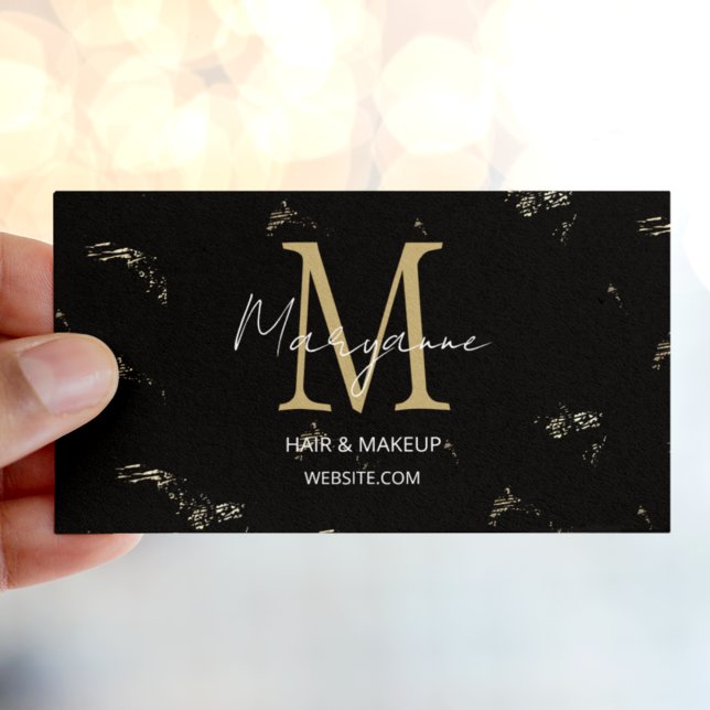 Monogram Elegant Modern Black Gold Business Card (Creator Uploaded)