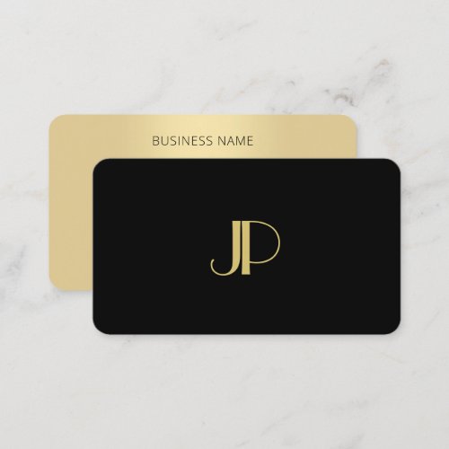 Monogram Elegant Modern Black Gold Template Business Card