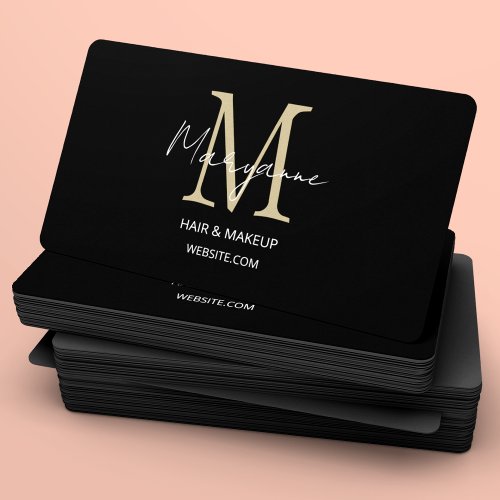 Monogram Elegant Modern Black Professional Business Card
