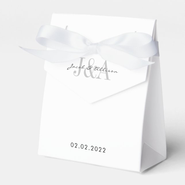 monogram elegant modern bridal party wedding favor boxes (Front Side)