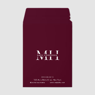 Monogram Elegant Modern Burgundy Envelope Mailers
