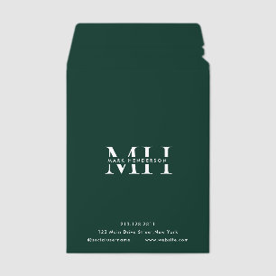 Monogram Elegant Modern Emerald Green Envelope Mailers