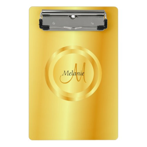 Monogram Elegant Modern Gold Look Template Mini Clipboard