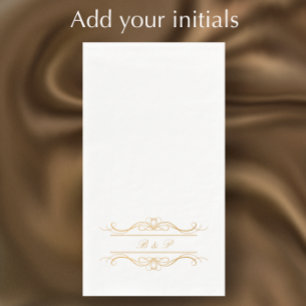 Monogram Elegant Modern Gold Swirl Script Wedding Paper Guest Towels