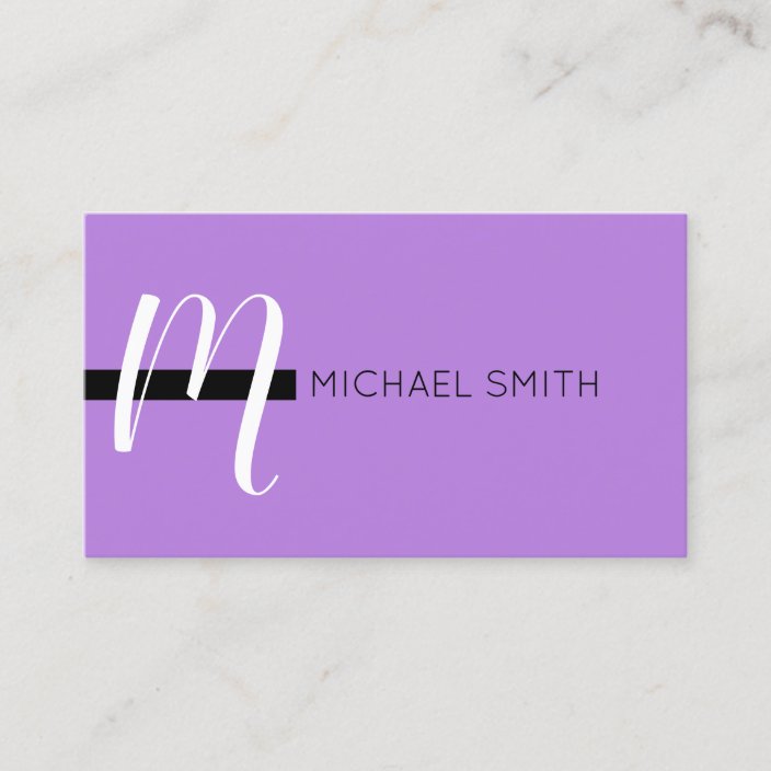 Monogram Elegant Modern Lavender and Black Business Card | Zazzle.com