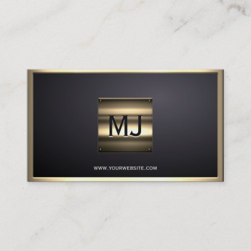 Monogram Elegant Modern Metal Gold Business Card