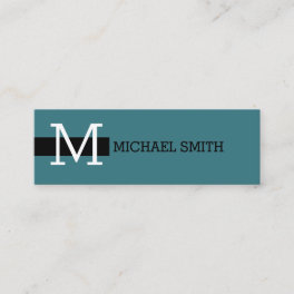 Monogram Elegant Modern Ming & Black Mini Business Card