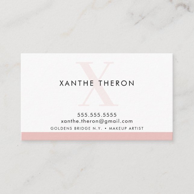 MONOGRAM elegant modern minimal pale pink Business Card (Front)