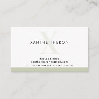 MONOGRAM elegant modern minimal sage green Business Card