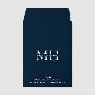 Monogram Elegant Modern Navy Envelope Mailers