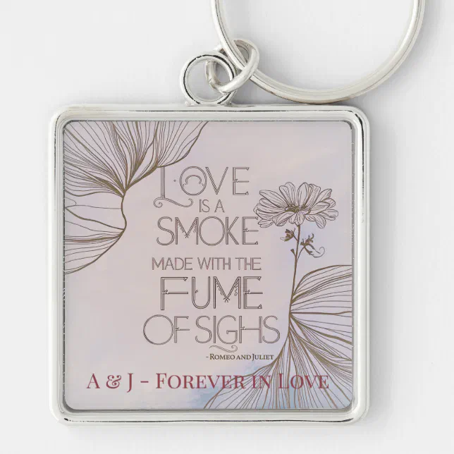 Monogram Elegant Modern Romeo and Juliet Quote Keychain