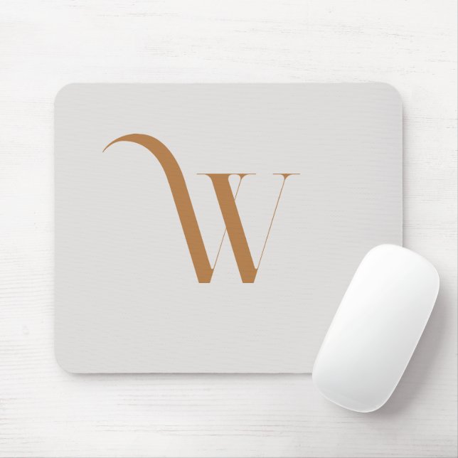 Monogram Elegant Modern Soft Brown Initial Mouse Pad (With Mouse)