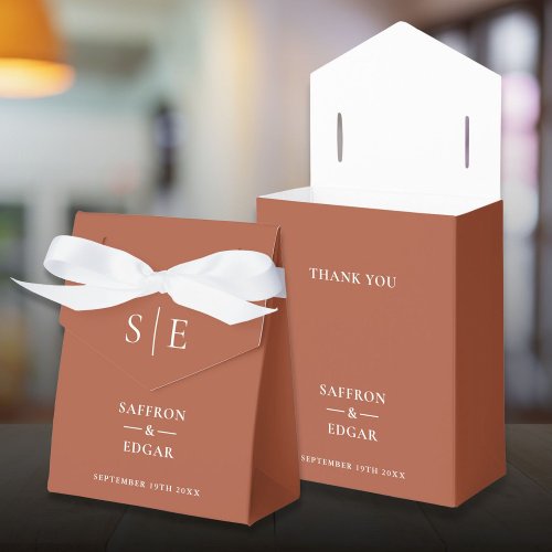 Monogram Elegant Modern Terracotta Wedding Favor Boxes