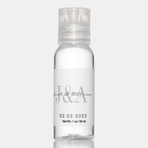 monogram elegant modern wedding favor hand sanitizer