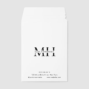 Monogram Elegant Modern White Envelope Mailers