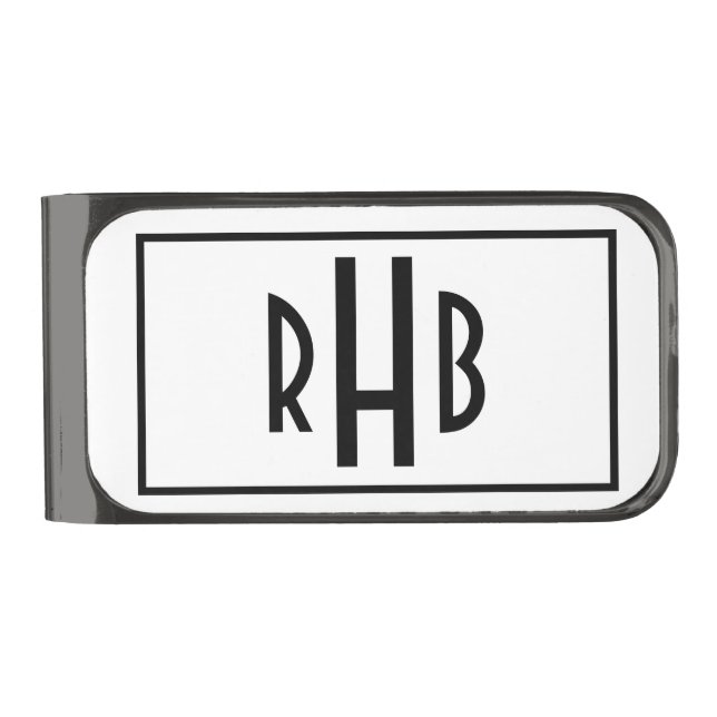 Monogram Elegant Money Clip Gunmetal (Front)