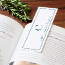 Monogram Elegant Navy Blue Border Bookmarks