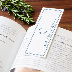 Monogram Elegant Navy Blue Border Bookmarks