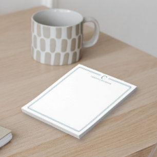 Monogram Elegant Navy Blue Border Stationery Notepad