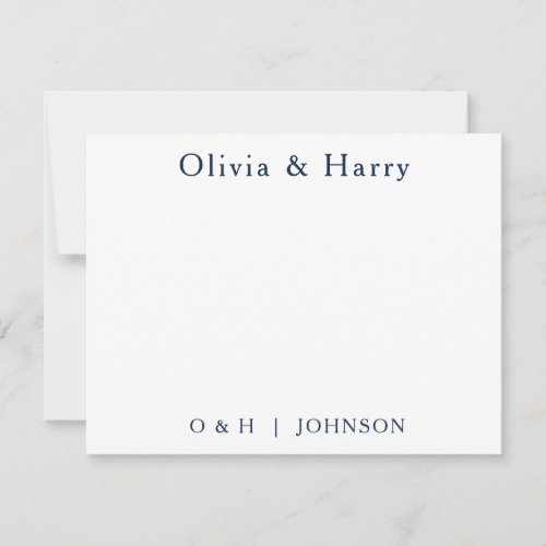 Monogram Elegant Navy White Wedding Note Card