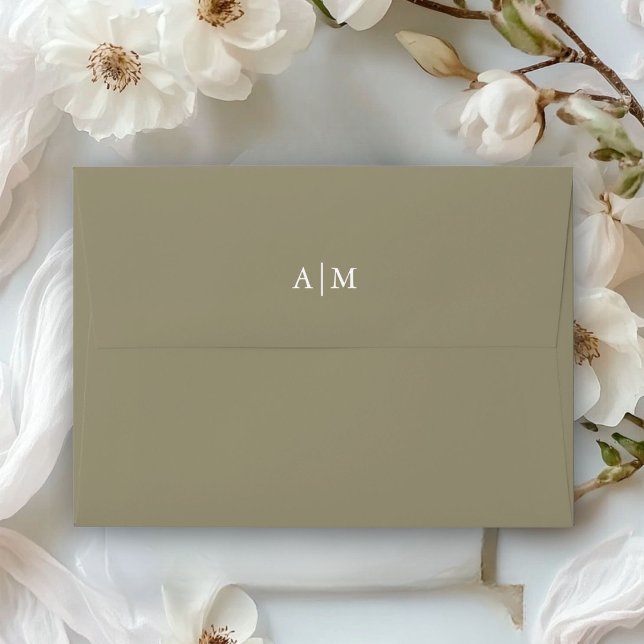Monogram Elegant Olive Green Envelope (Monogram Elegant Olive Green Envelope)