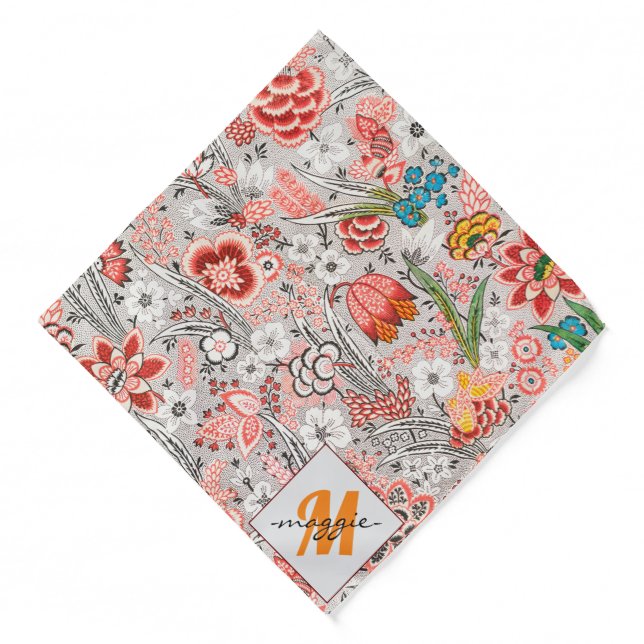 Monogram elegant Paisley pattern Initial and name Bandana (Front)